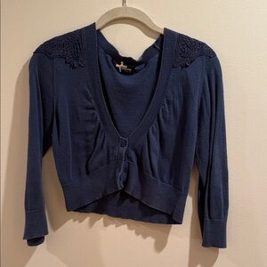 sinequanone cardigan Navy Blue Cropped with Lace Detail made in Paris size S